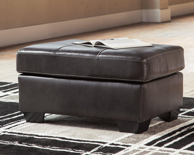 Morelos Gray Leather Ottoman - Ella Furniture