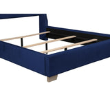 Jacklyn Blue Modern Contemporary Solid Wood Faux Leather Upholstered Tufted King Panel Bed - Ella Furniture