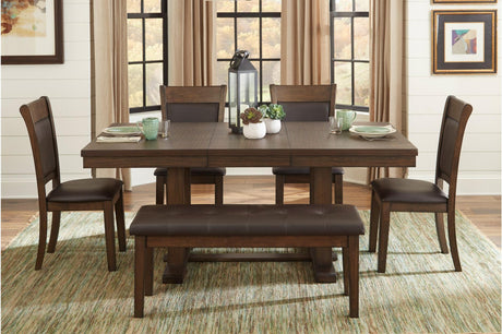 Wieland Brown Mindy Veneer Wood Faux Leather Upholstered Seat Rectangular Dining Room Set - Ella Furniture