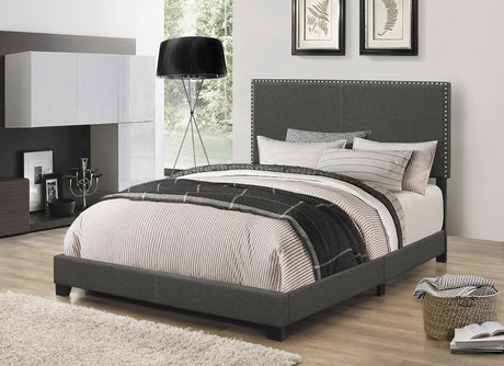 Boyd Full Upholstered Bed With Nailhead Trim Charcoal - Ella Furniture