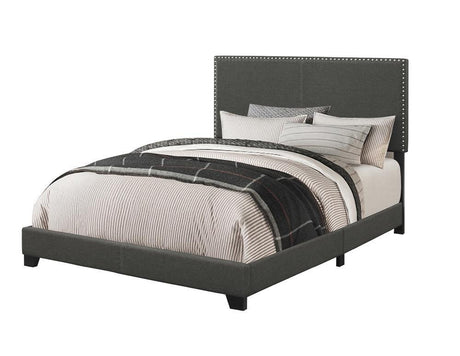 Boyd Full Upholstered Bed With Nailhead Trim Charcoal - Ella Furniture