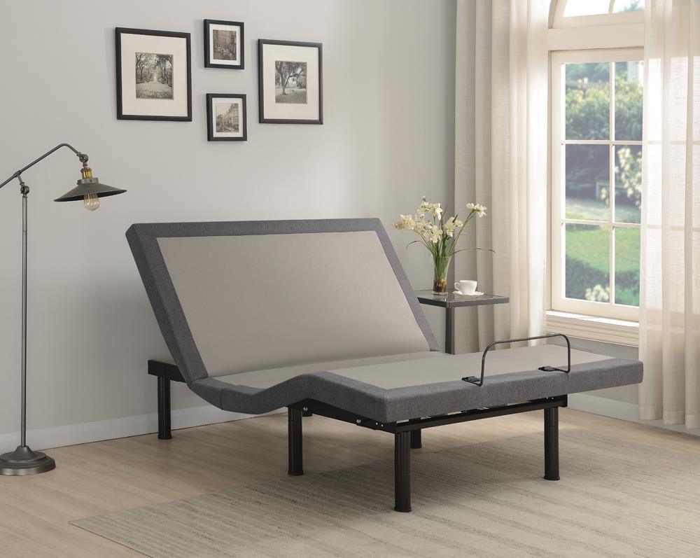 Negan Queen Adjustable Bed Base Grey And Black - Ella Furniture