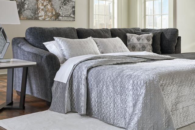 Biddeford Ebony 2-Piece Sleeper Sectional With Chaise - Ella Furniture