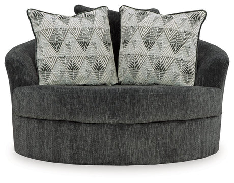 Biddeford Shadow Velvet Oversized Swivel Accent Chair - Ella Furniture