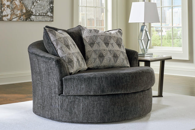 Biddeford Shadow Velvet Oversized Swivel Accent Chair - Ella Furniture