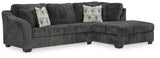 Biddeford Ebony 2-Piece Sleeper Sectional With Chaise - Ella Furniture