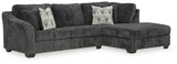 Biddeford Ebony 2-Piece Sectional With Chaise 35504S2 - Ella Furniture