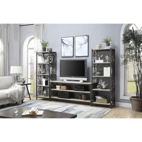 Fairhope Black Metal Faux Marble And Metal Side Pier 4 Fixed Faux Marble Shelves - Ella Furniture