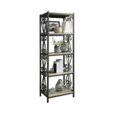 Fairhope Black Metal Faux Marble And Metal Side Pier 4 Fixed Faux Marble Shelves - Ella Furniture