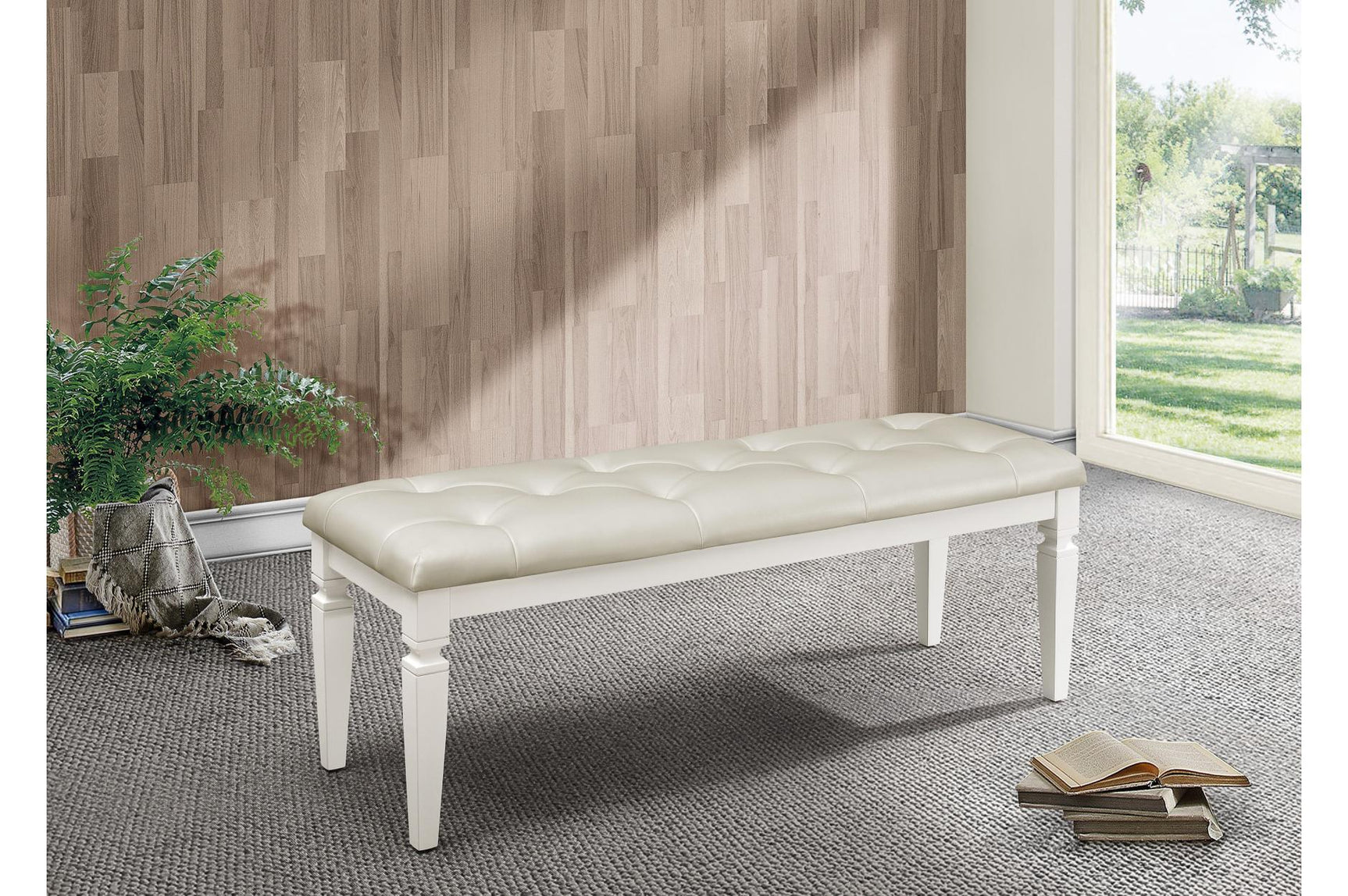Allura White Modern Contemporary Solid Wood Faux Leather Upholstered Tufted LED Panel Bedroom Set - Ella Furniture