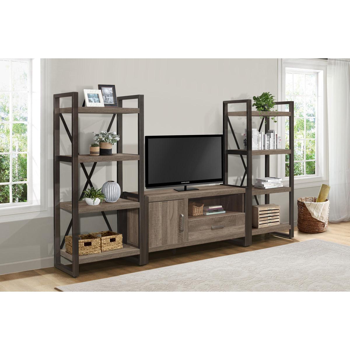 Dogue Brown Wood And Gunmetal Finish Premium Melamine Board Engineered Wood 51" Tv Stand - Ella Furniture