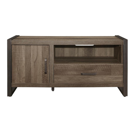 Dogue Brown Wood And Gunmetal Finish Premium Melamine Board Engineered Wood 51" Tv Stand - Ella Furniture