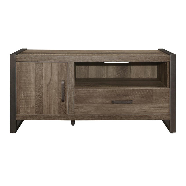 Dogue Brown Wood And Gunmetal Finish Premium Melamine Board Engineered Wood 51" Tv Stand - Ella Furniture