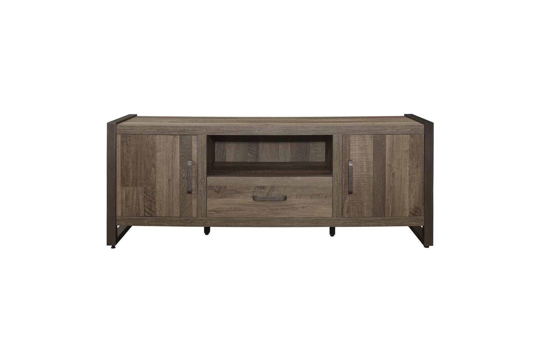 Dogue Brown Modern Sleek Contemporary Solid Wood Metal Media (63) Tv Stand And 2 4-Shelf Bookcases - Ella Furniture