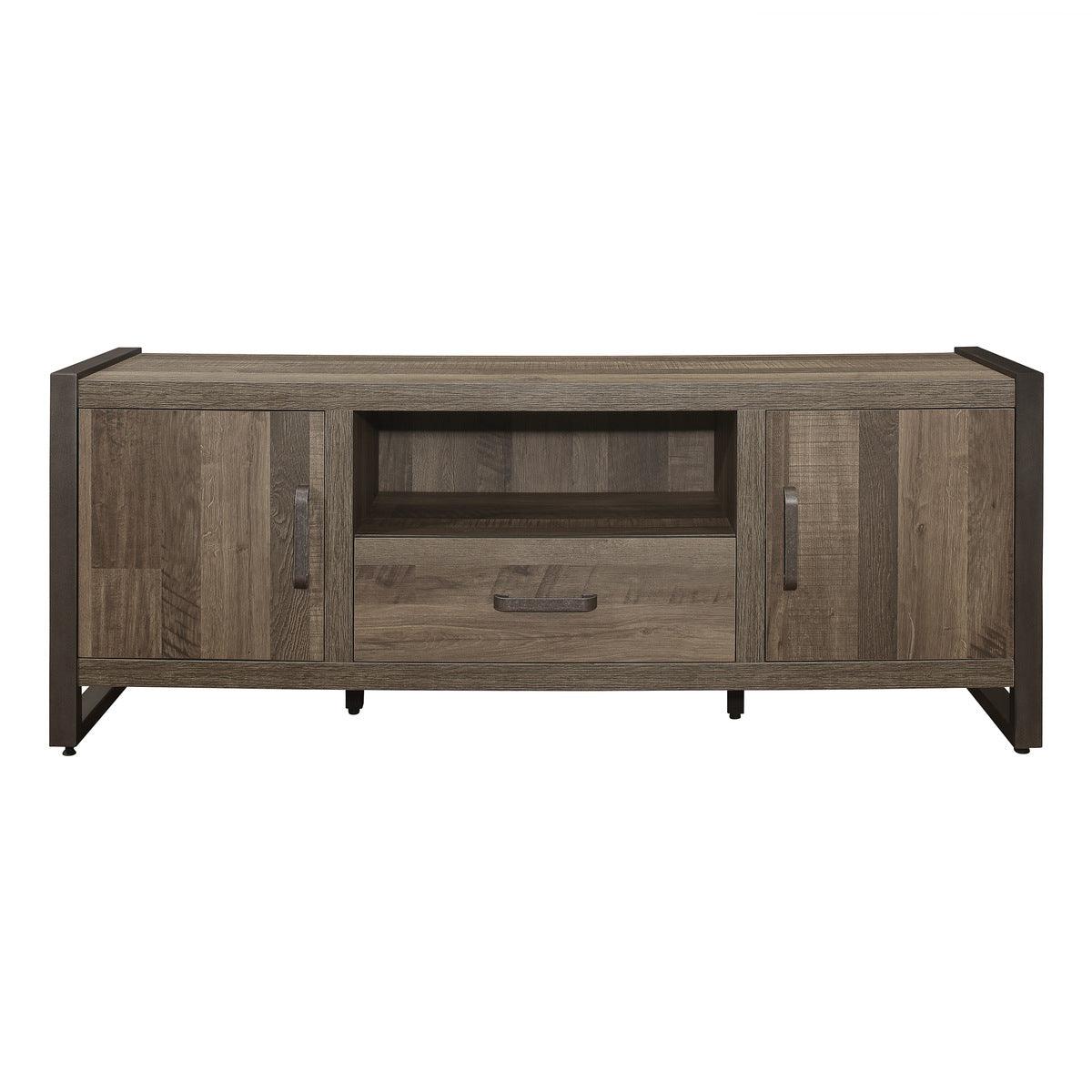 Dogue Brown Wood And Gunmetal Finish Premium Melamine Board Engineered Wood 63" Tv Stand - Ella Furniture