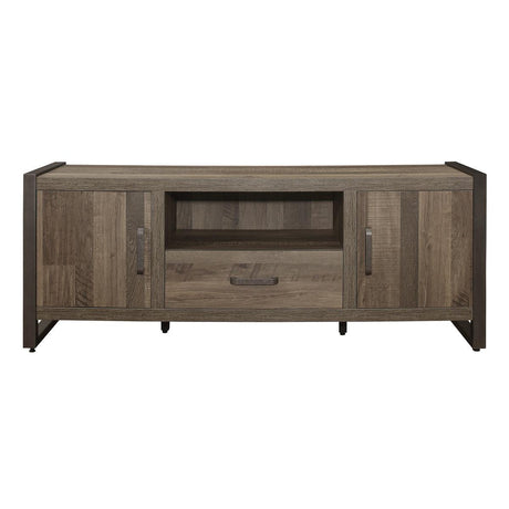 Dogue Brown Wood And Gunmetal Finish Premium Melamine Board Engineered Wood 63" Tv Stand - Ella Furniture