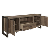 Dogue Brown Wood And Gunmetal Finish Premium Melamine Board Engineered Wood 63" Tv Stand - Ella Furniture