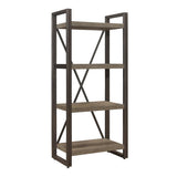 Dogue Gunmetal Finish Modern Melamine Board, Metal, Engineered Wood Bookcase 4 Fixed Shelves - Ella Furniture
