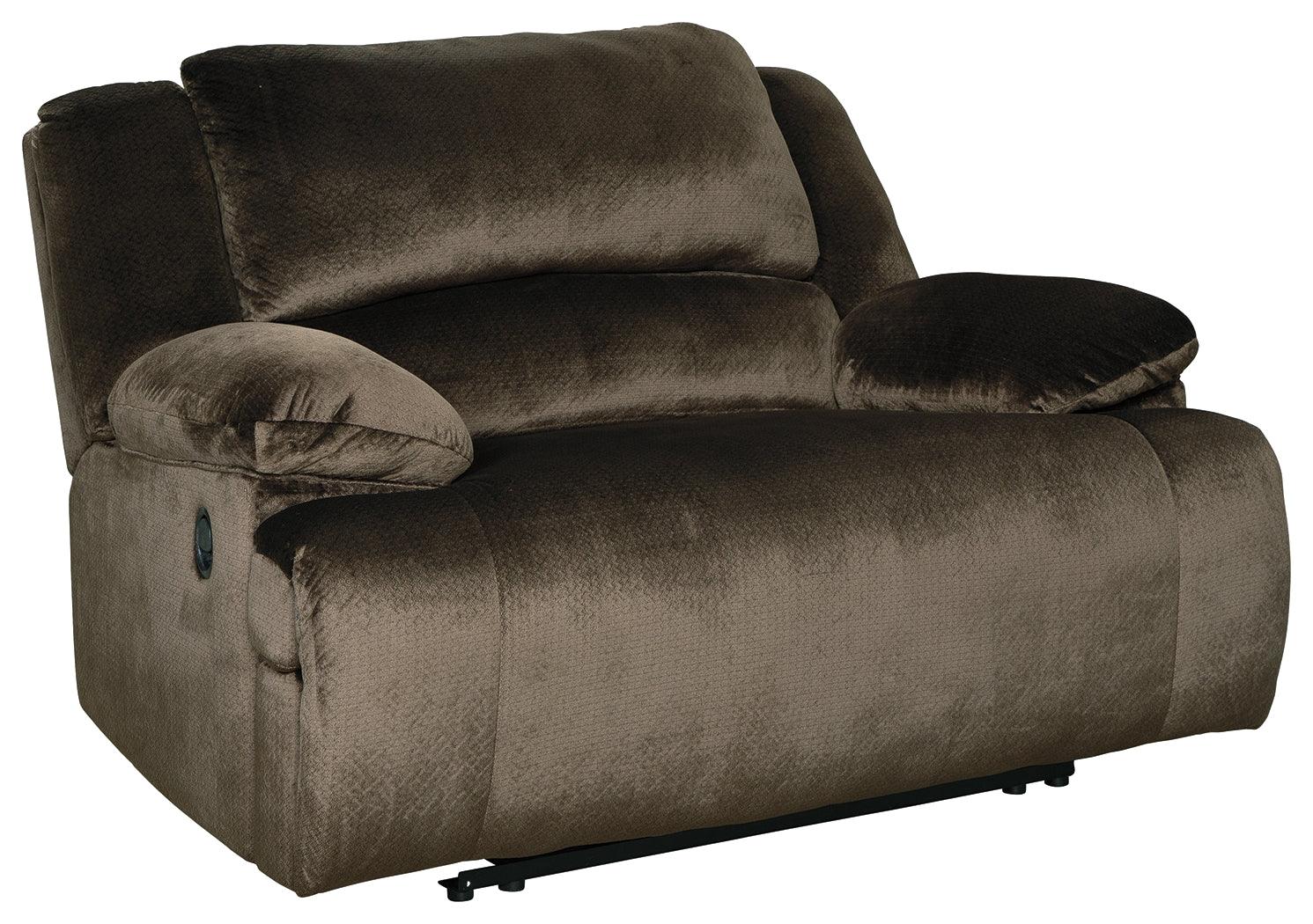 Clonmel Chocolate Velvet Oversized Recliner - Ella Furniture