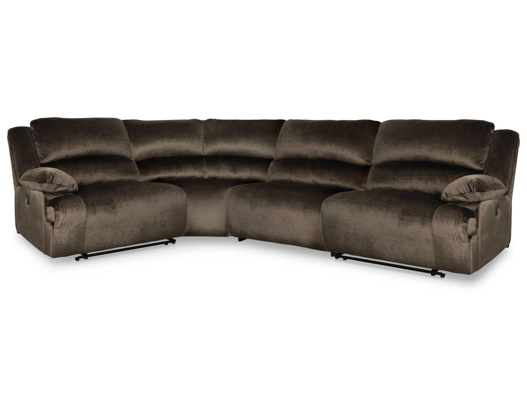 Clonmel Chocolate 4-Piece Power Reclining Sectional - Ella Furniture