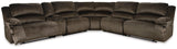 Clonmel Chocolate Velvet 6-Piece Power Reclining Sectional - Ella Furniture