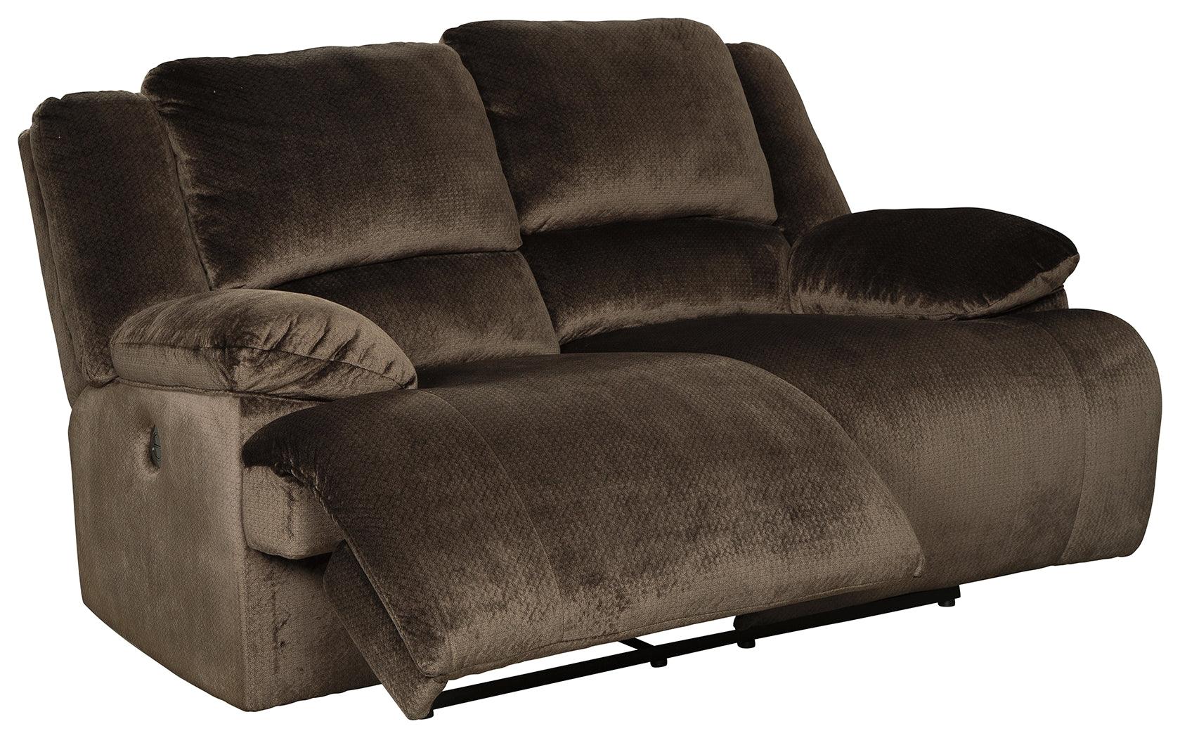 Clonmel Chocolate Velvet Power Reclining Loveseat - Ella Furniture