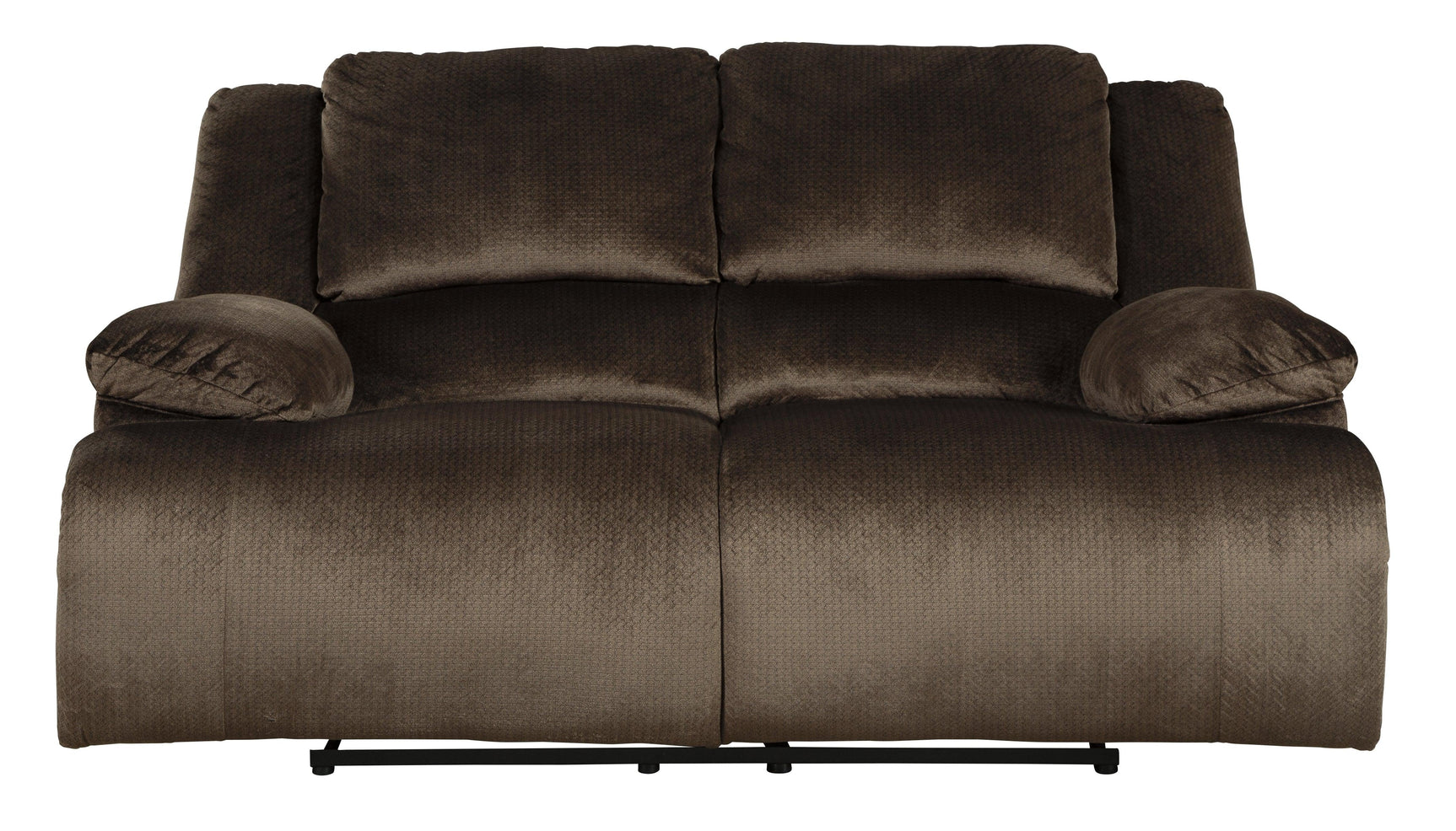 Clonmel Chocolate Velvet Reclining Loveseat - Ella Furniture