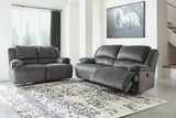 Clonmel Charcoal Velvet Power Reclining Sofa - Ella Furniture