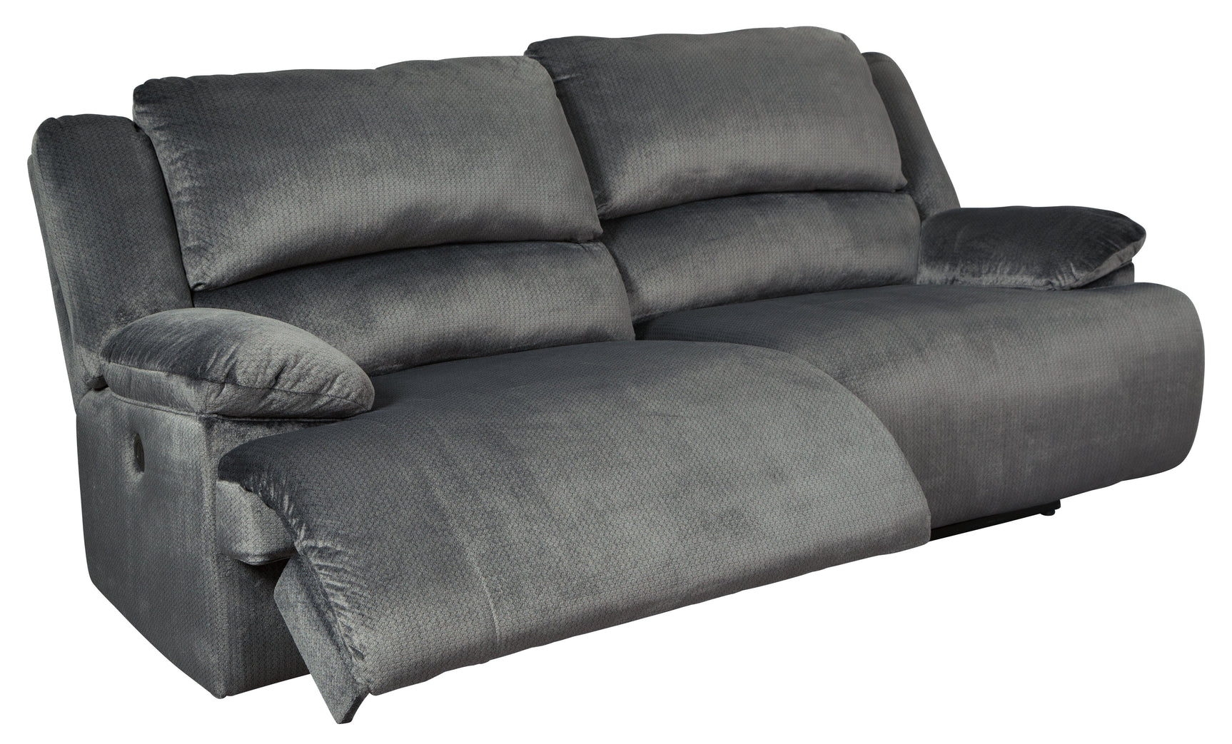 Clonmel Charcoal Velvet Power Reclining Sofa - Ella Furniture