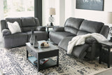 Clonmel Charcoal Velvet Power Reclining Sofa - Ella Furniture