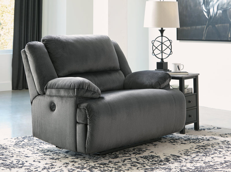 Clonmel Charcoal Velvet Oversized Recliner - Ella Furniture