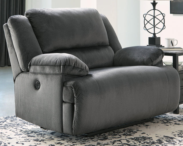 Clonmel Charcoal Velvet Oversized Recliner - Ella Furniture