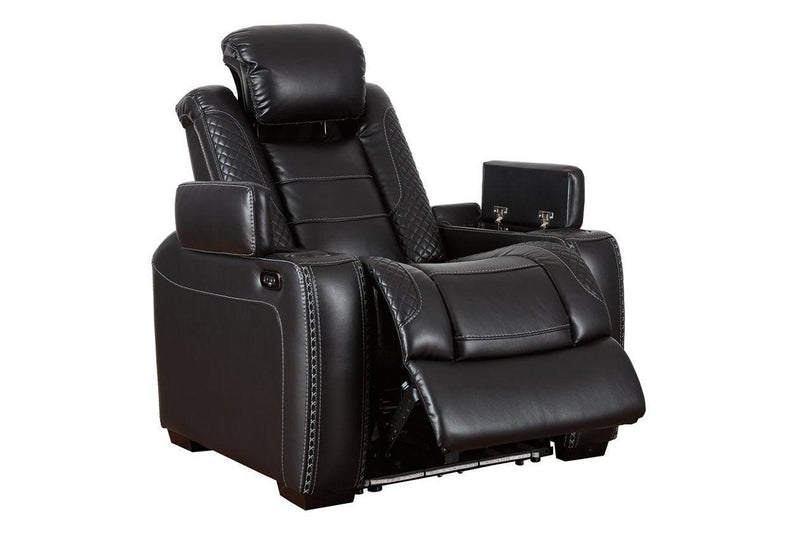 Party Time Midnight Faux Leather Power Recliner