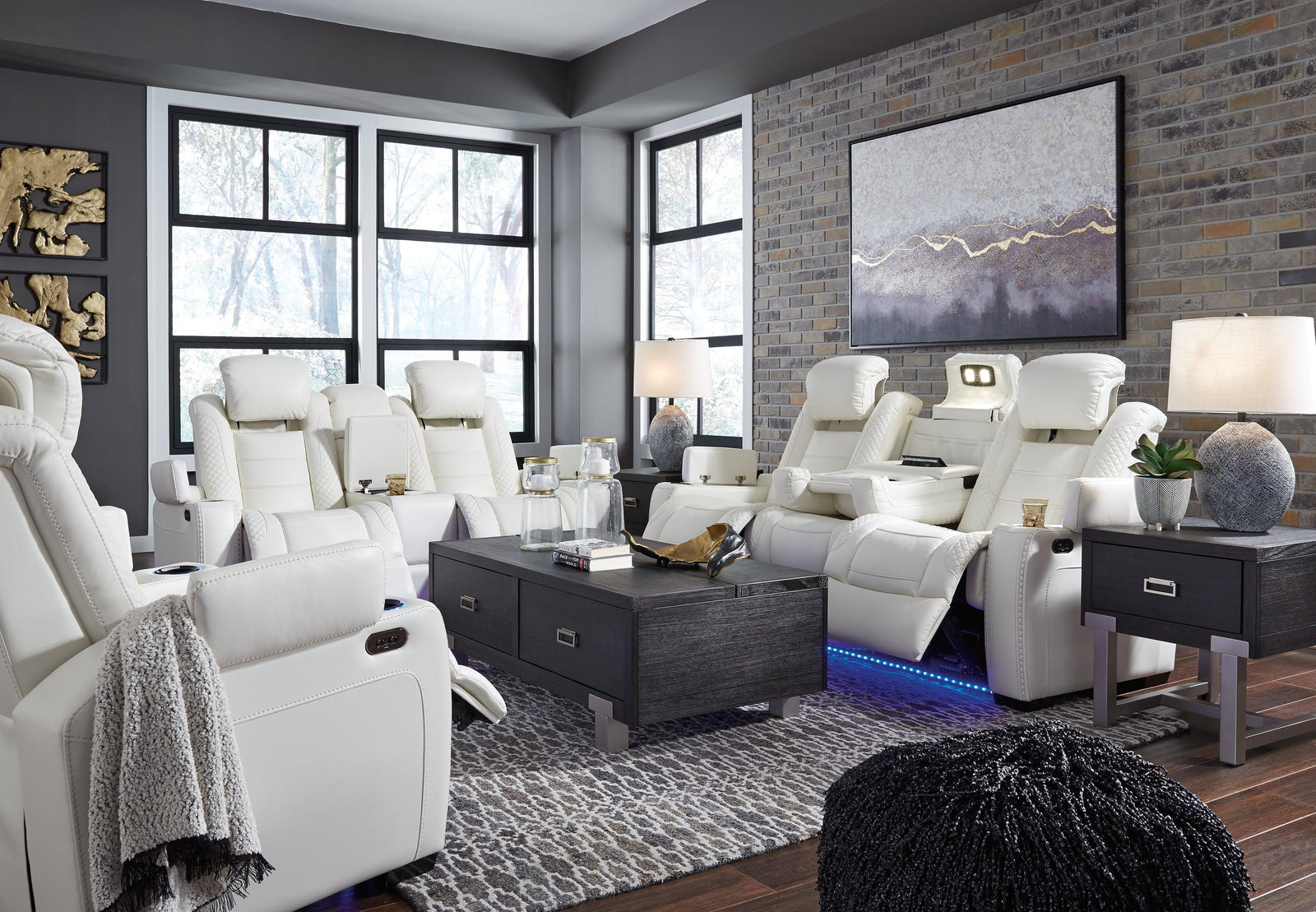 Party White Time Sofa, Loveseat And Recliner