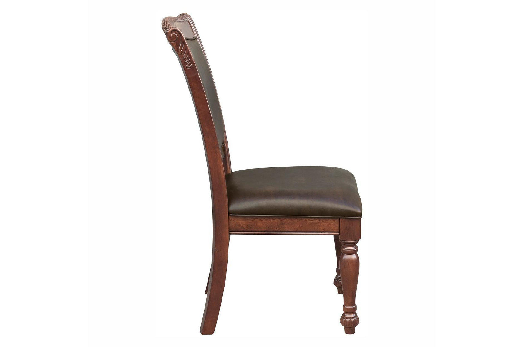 Lordsburg Brown Cherry Classic Solid Wood Faux Leather Upholstered Seat Round Dining Room Set - Ella Furniture