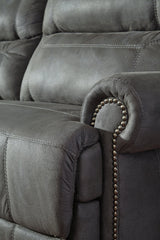 Austere Gray Faux Leather Reclining Sofa - Ella Furniture