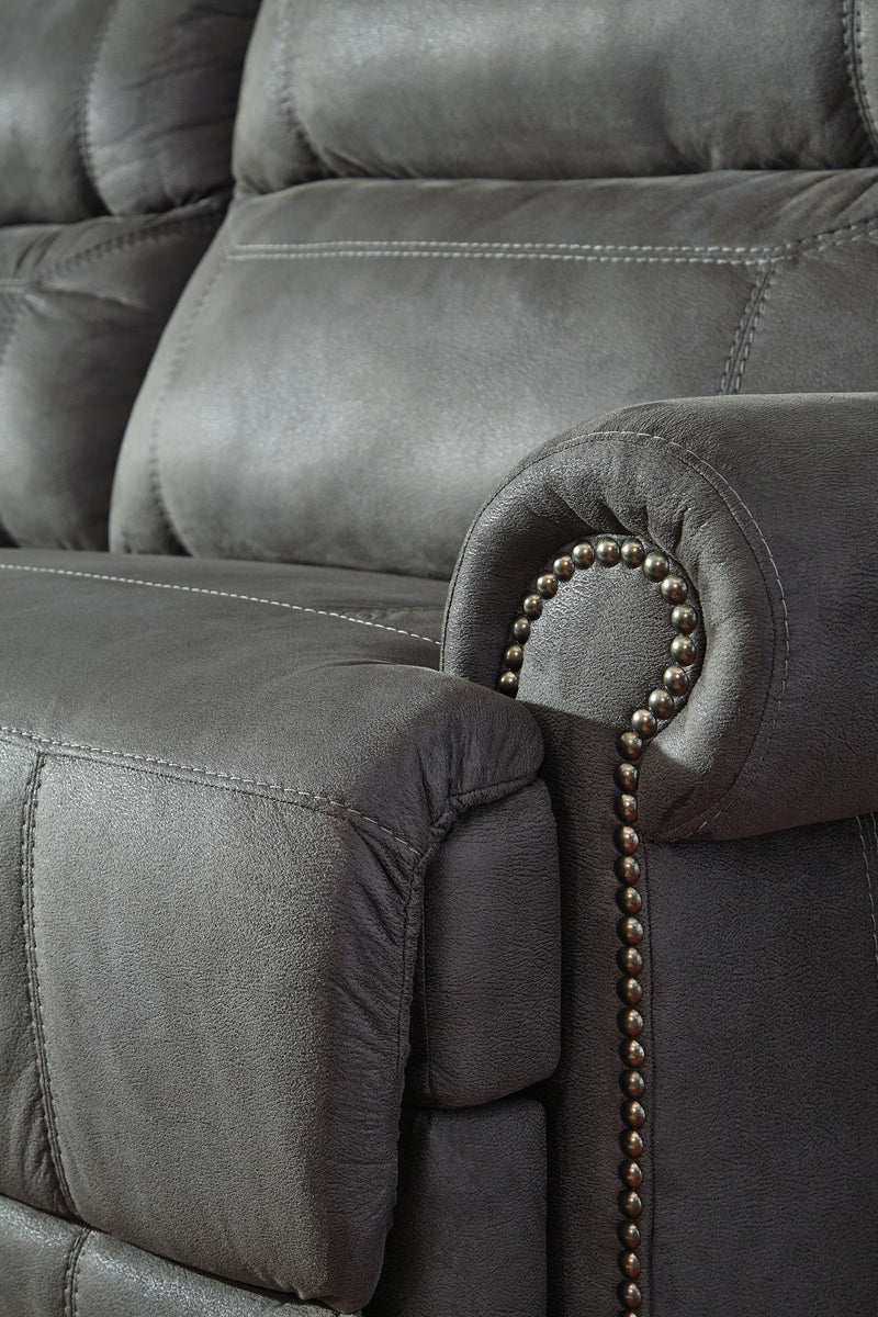 Austere Gray Faux Leather Reclining Sofa