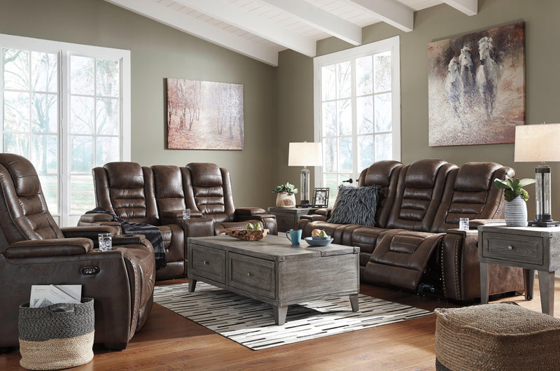 Game Zone Bark Faux Leather Power Reclining Sofa
