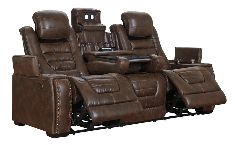 Game Zone Bark Faux Leather Power Reclining Sofa