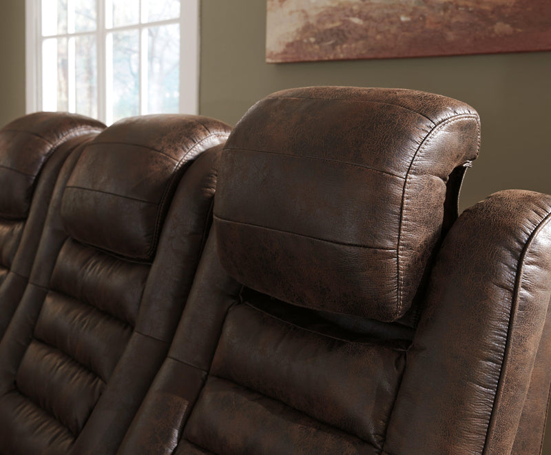 Game Zone Bark Faux Leather Power Reclining Loveseat With Console