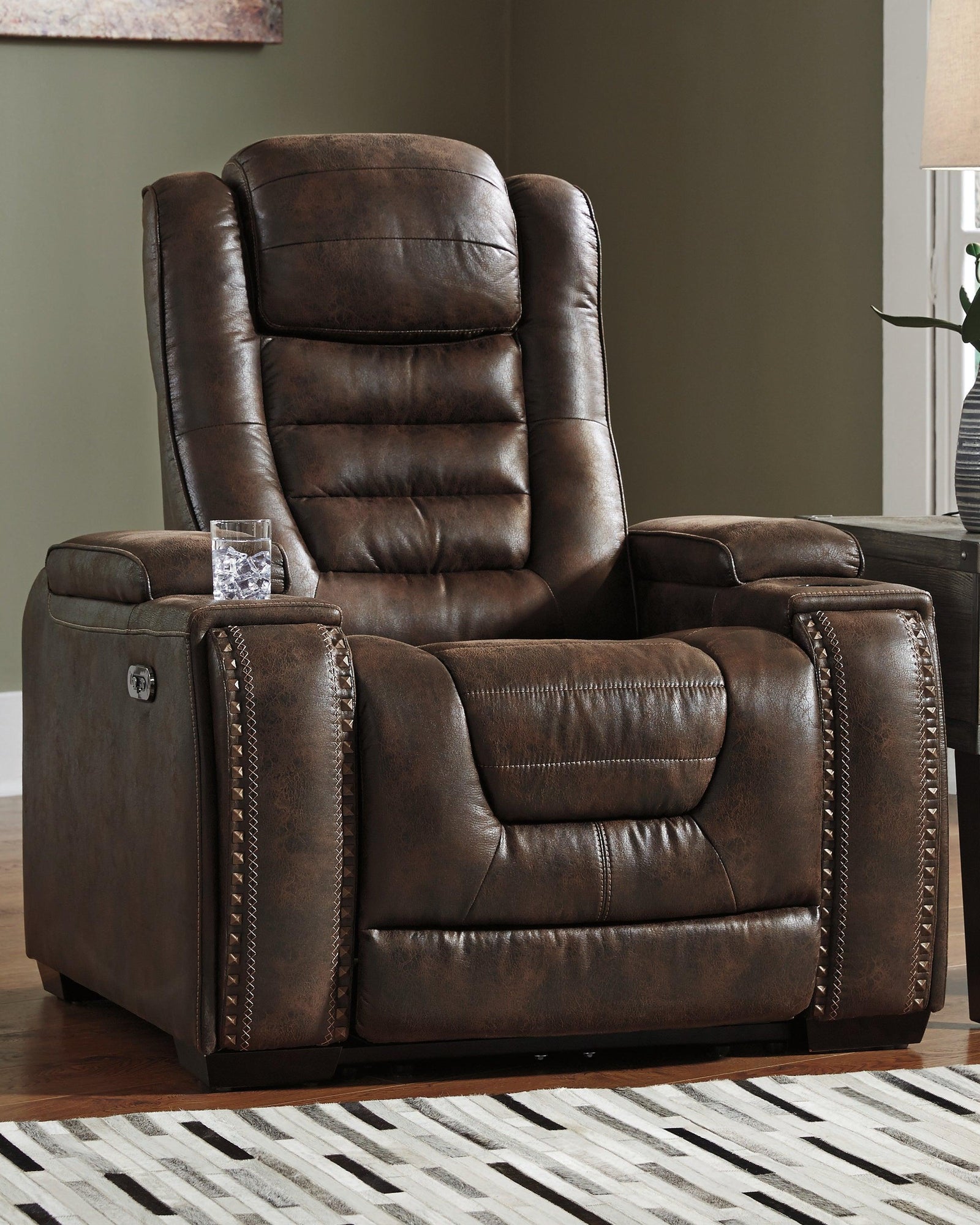 Game Zone Bark Faux Leather Power Recliner