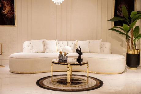 Sophia Ivory Boucle Curved Sectional - Ella Furniture