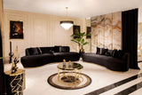 Sophia Black Velvet Curved Sectional - Ella Furniture
