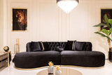 Sophia Black Velvet Curved Sectional - Ella Furniture