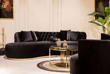 Sophia Black Velvet Curved Sectional - Ella Furniture