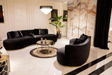 Sophia Black Velvet Curved Sectional - Ella Furniture