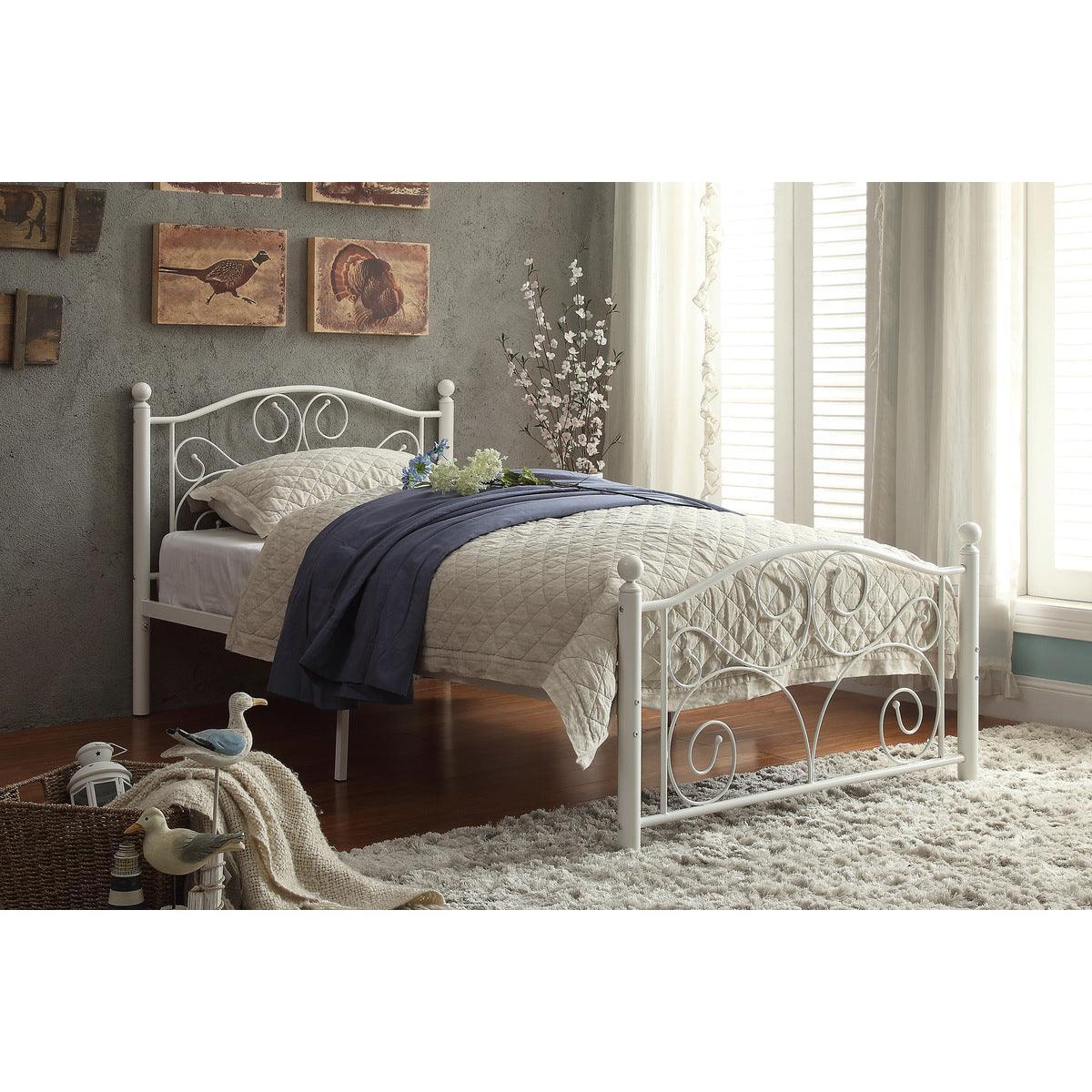 Pallina White Modern Contemporary Metal Twin Platform Bed - Ella Furniture