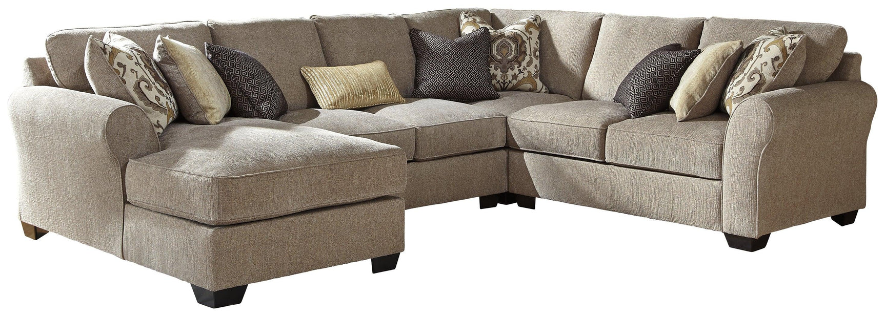 Pantomine Driftwood Chenille 4-Piece Sectional With Chaise 39122S2 - Ella Furniture