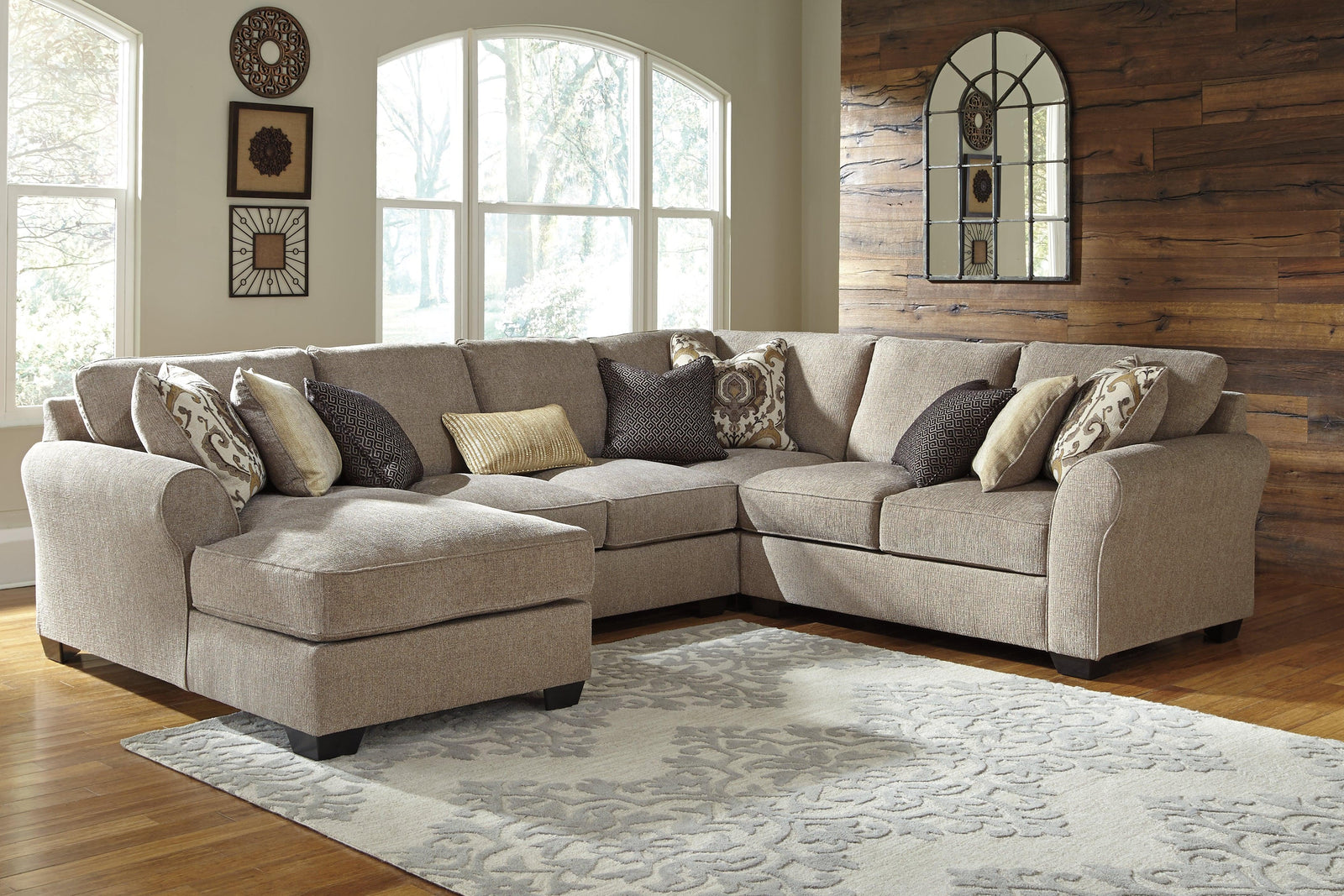 Pantomine Driftwood Chenille 4-Piece Sectional With Chaise 39122S2 - Ella Furniture