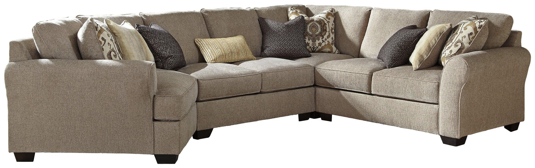 Pantomine Driftwood Chenille 4-Piece Sectional With Cuddler 39122S11 - Ella Furniture